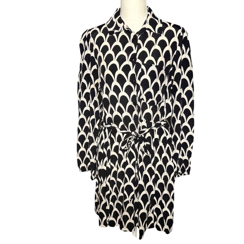 Zara Size M Black White Mini Shirt Dress Clean Girl Old Money Chic Style